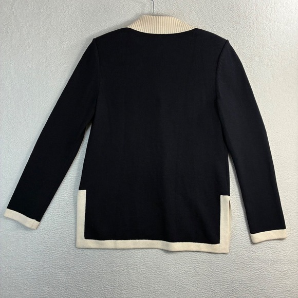 St John Sport Cardigan Women 6 Black Wool Vintage Shoulder Pad Prep Sweater USA - Picture 3 of 8